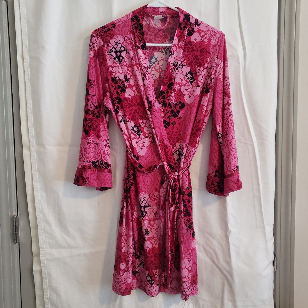 Linea Donatella Pink and Black Floral Robe